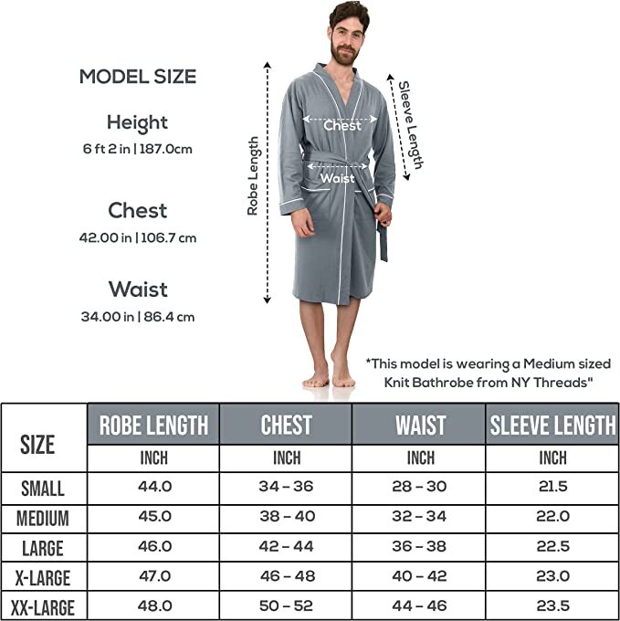 Bathrobe For Mens Knit Robe Lightweight Summer Cotton Blend Bathrobe NY Threads