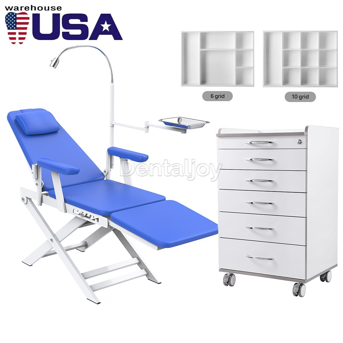 5 Drawers Dental Medical Cart Mobile Storage Cabinet with Drawers /Chair
