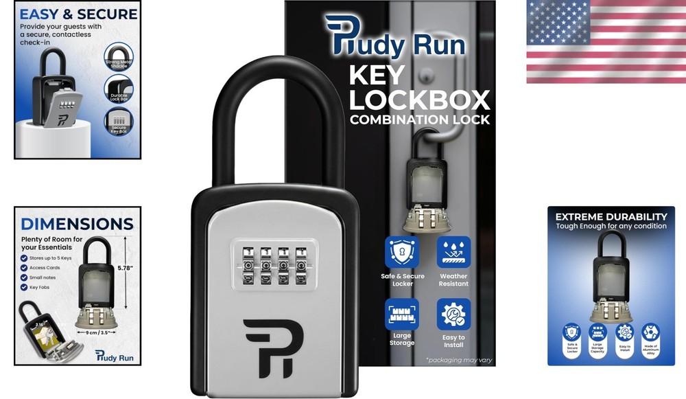 Outdoor Key Storage Lockbox - Personalizable 4-Digit Combination Security