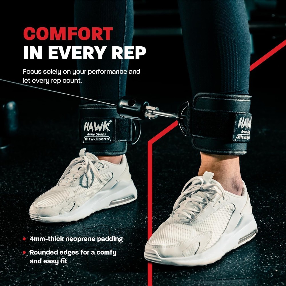Durable Ergonomic Ankle Straps for Strength Training - Maximum Support & Comfort