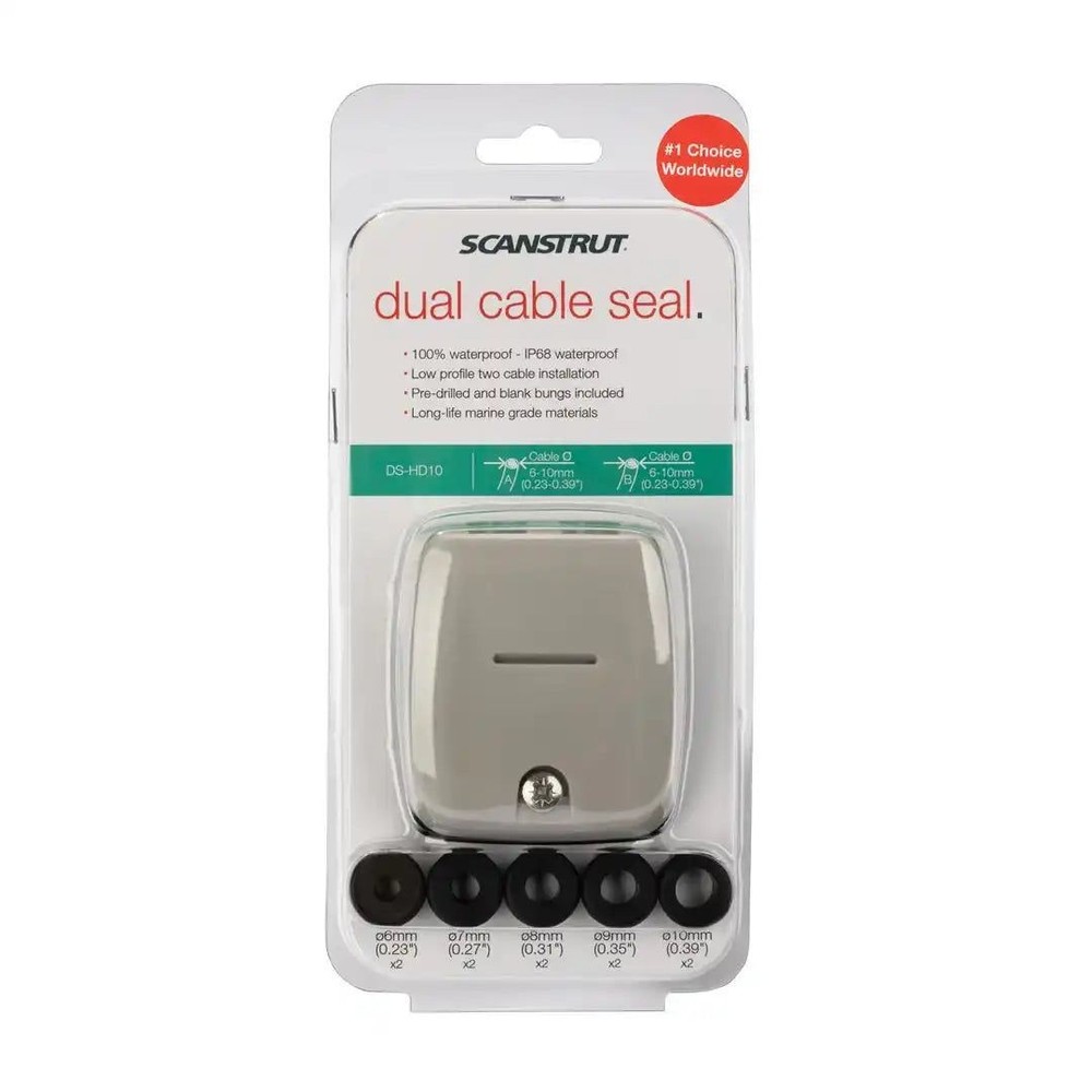 Scanstrut DS-HD10 Horizontal Double-Entry Cable Seal Grey Multiple Cable