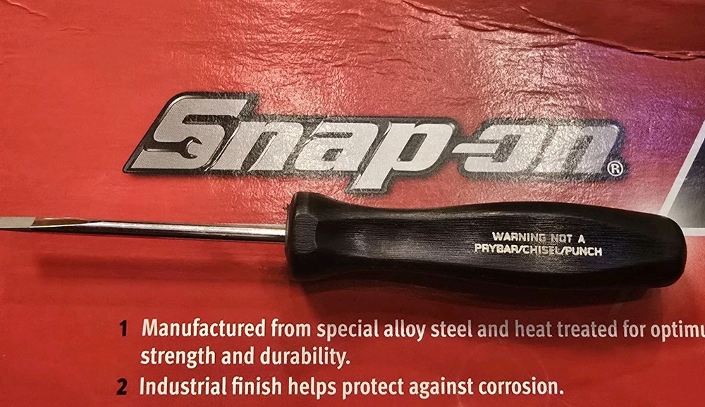 Snap-On Tools SDD244 Black Hard Plastic Handle FINE FLAT Tip Mini Screwdriver