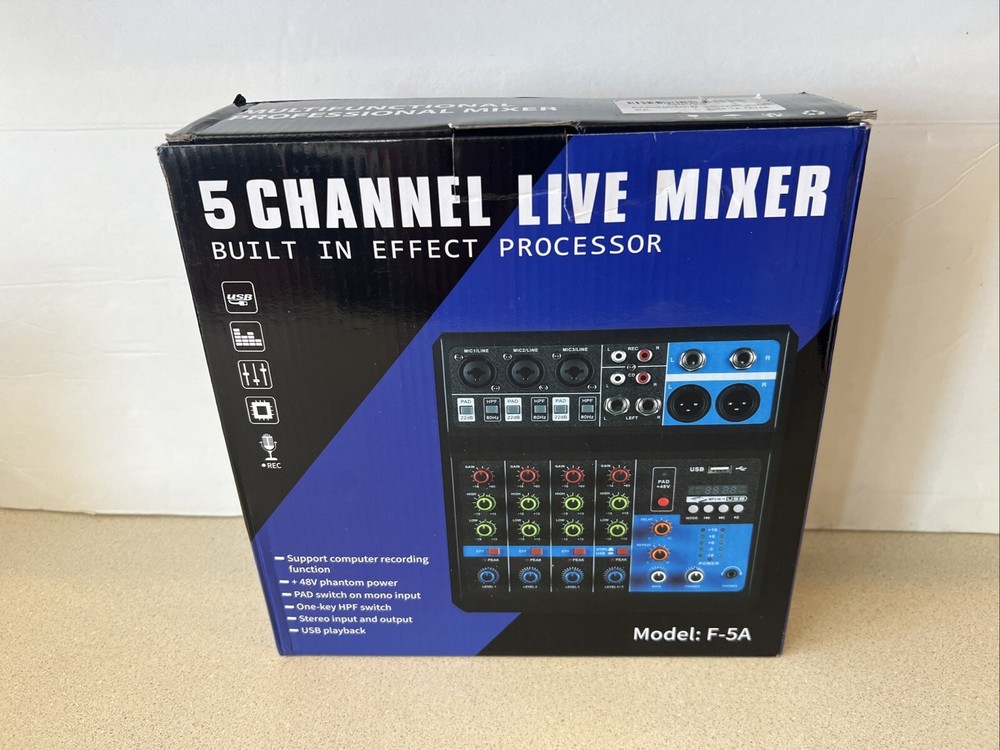 5 Channel Live Mixer Built In Effect Processor Model F-5A Professional Audio A3
