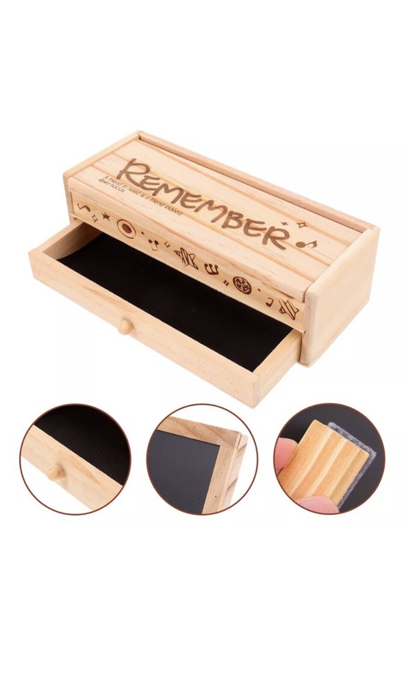 It Pencil Case for Girls Wooden Box Practical Multi-functional