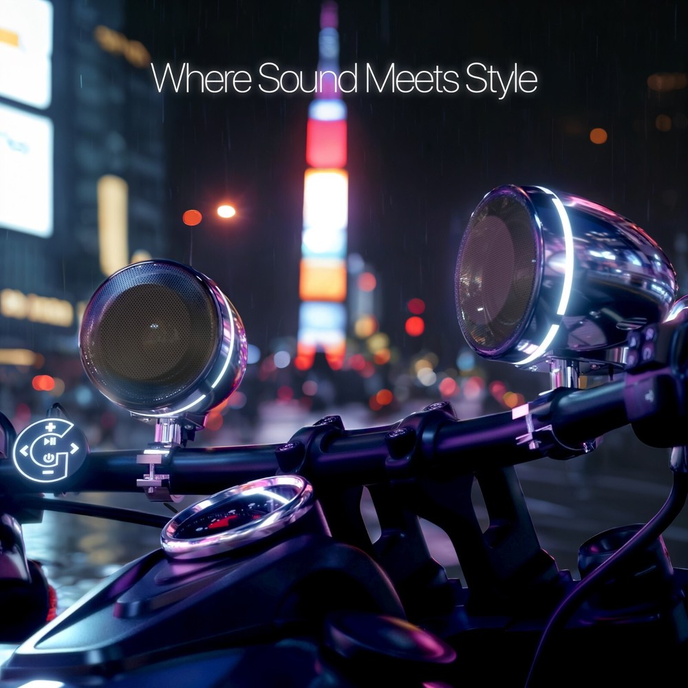 Waterproof Bluetooth Motorcycle Stereo LED Speaker Amp USB System Harley Chrome