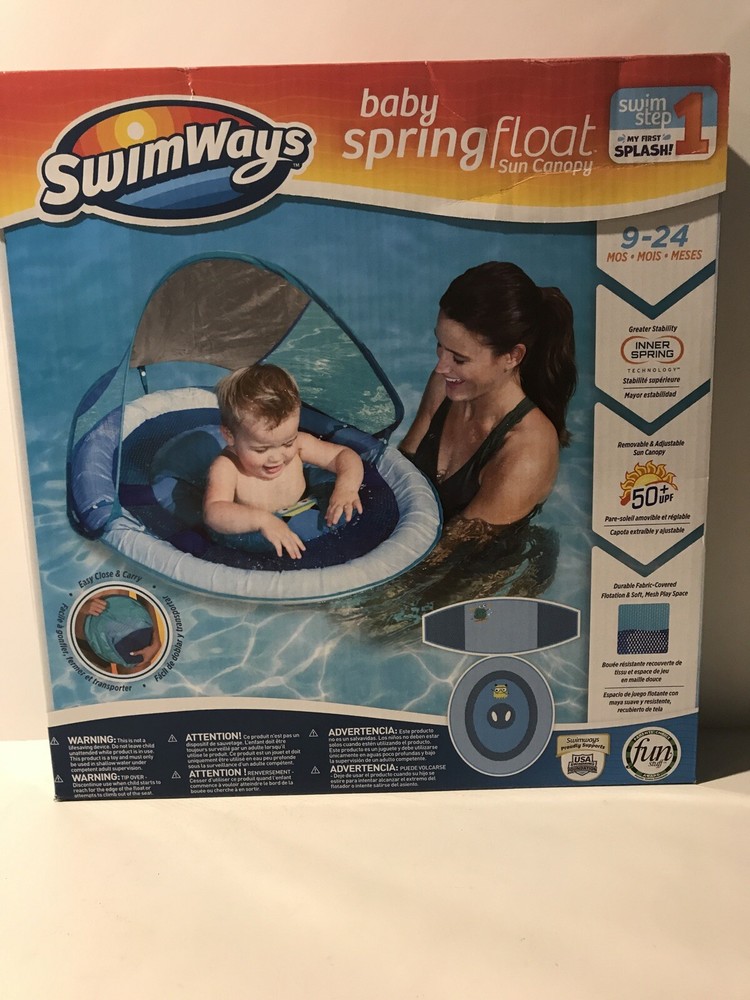 SwimWays Baby/Infant Spring Float Inflatable Swimming Pool Float with Canopy
