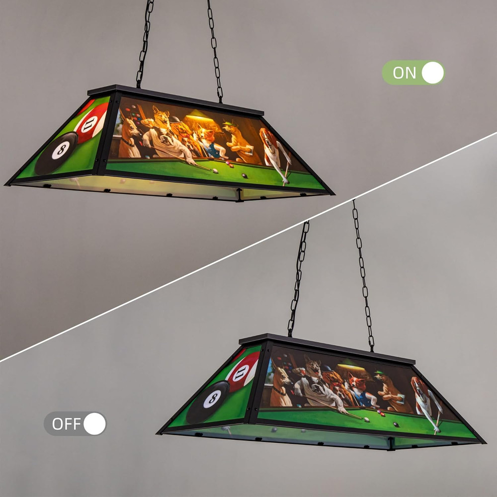 Pool Table Light Dogs Playing Billiards Lights for 7' 8' 9' Pool Table