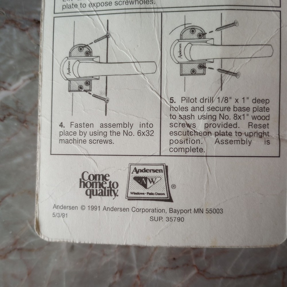 NOS 1991 Andersen New Perma Shield Gliding Window Lock Handle White