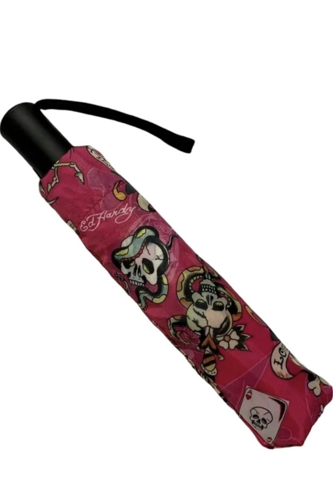 Ed Hardy Red & Pink Skull compact Umbrella