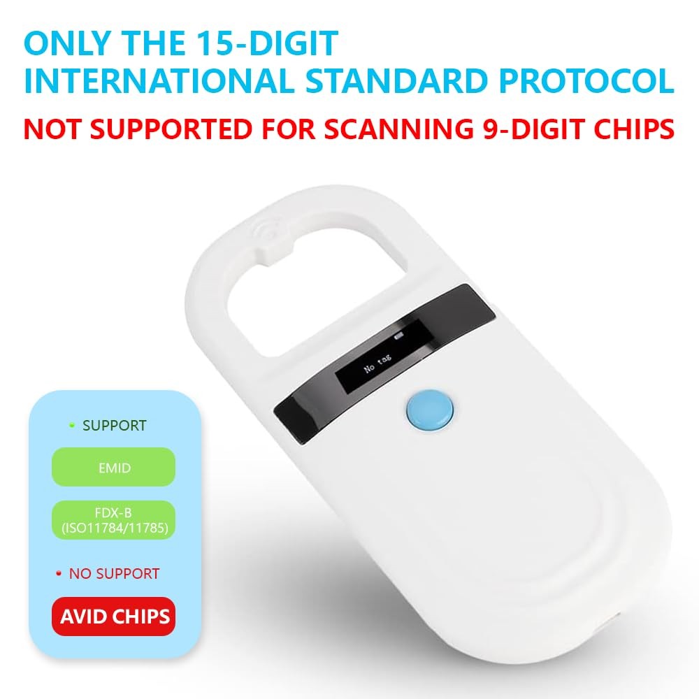 Dog Microchip Reader, Pet Microchip Scanner with OLED Display Screen, Pet Chi...