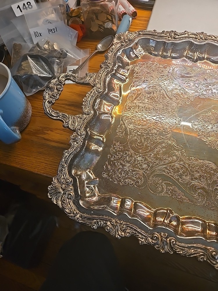 Sheridan Silverplated Teapot And Serving Tray