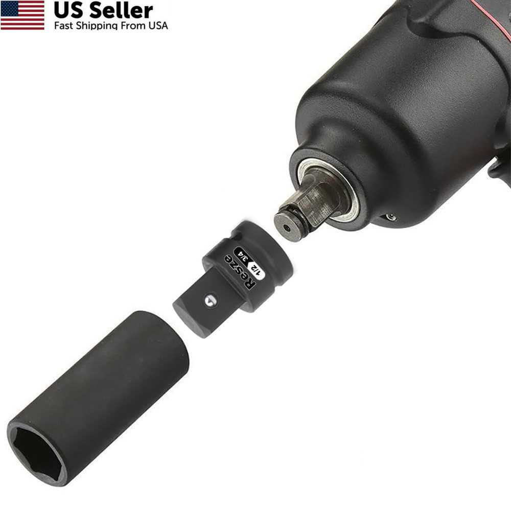 Resze 4PCS Impact Socket Adapter and Reducer Set,1/4" & 3/8" & 4PC, Black