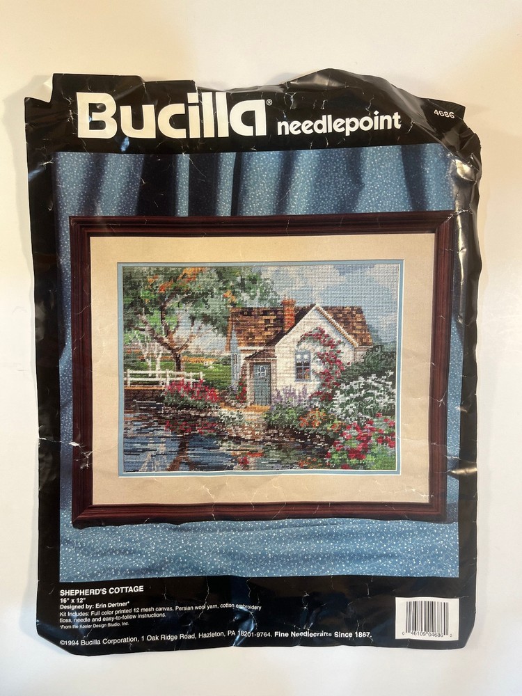 Bucilla Needlepoint Kit #4686 "Shepherd's Cottage" - Started