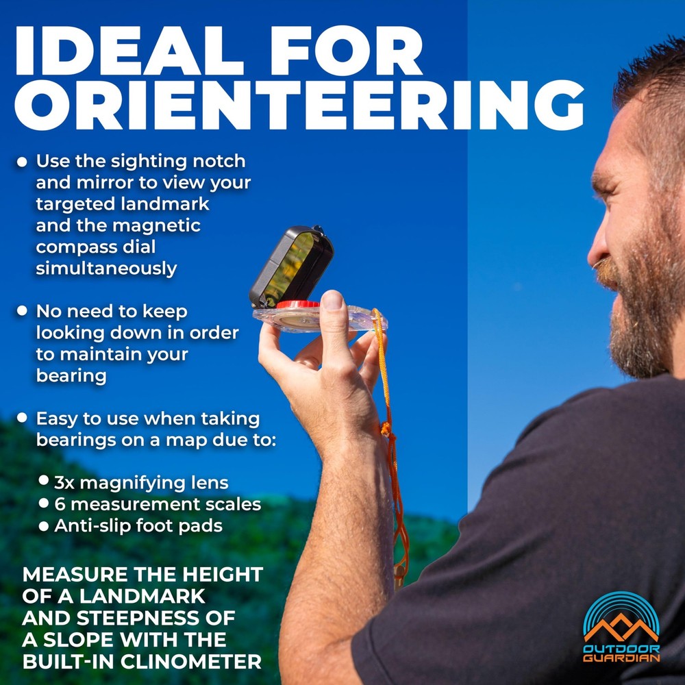 Outdoor Guardian Pathfinder Sighting Compass - Precise Navigation, Hiking and