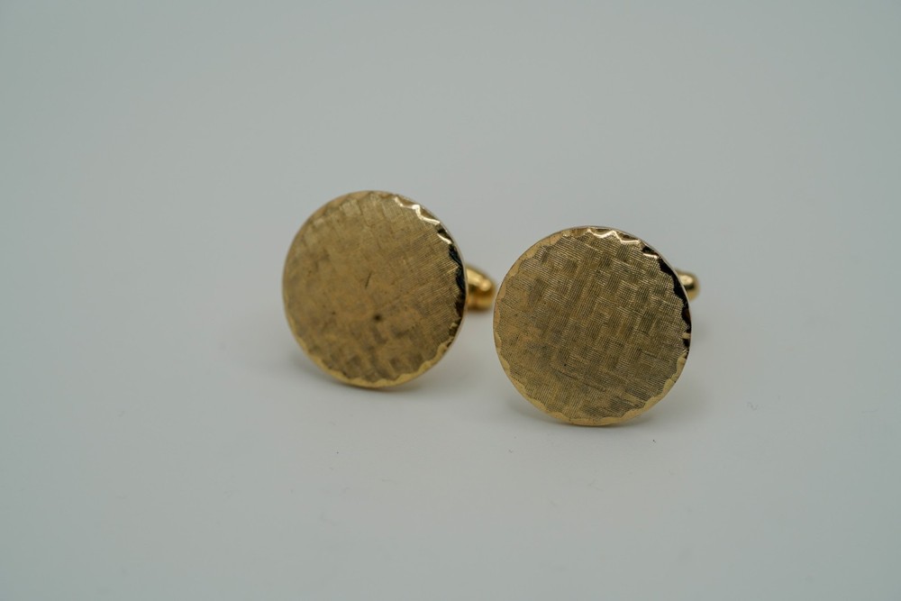 Vintage Gold Textured Circle Cufflinks C2