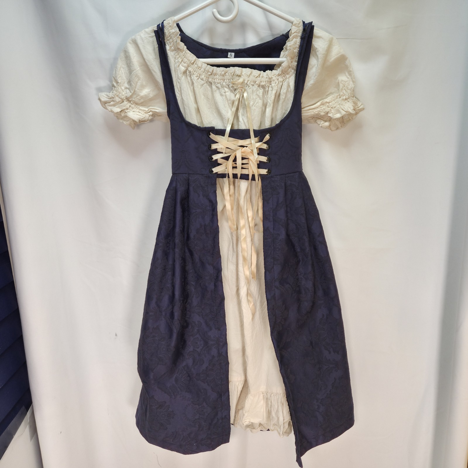 Medieval Renaissance Festival 2 Piece Maiden Youth Dress Small Blue And White