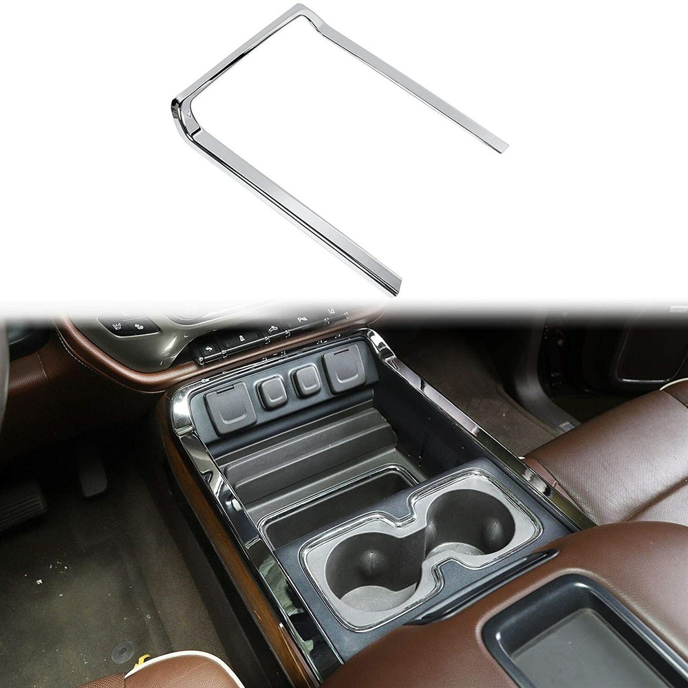 Center Console Cup Holder Storage Trim Chrome for 2014-18 Chevy Silverado GMC a