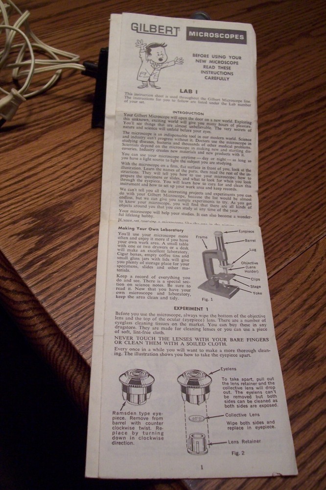 1960's Gilbert Youth Microscope with Instructions - No Slides