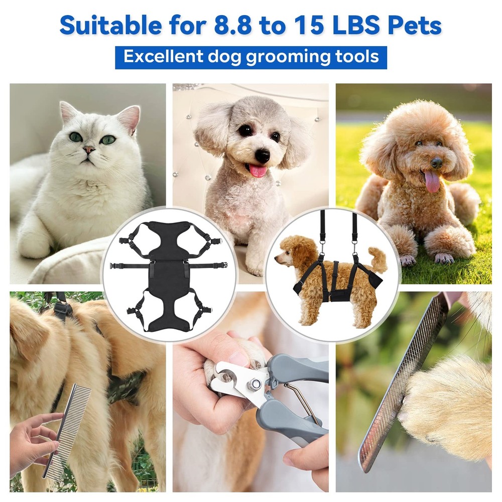 2 in 1 Pet Grooming Hammock with No-Pull Harness Disassembles into Leash Adju...