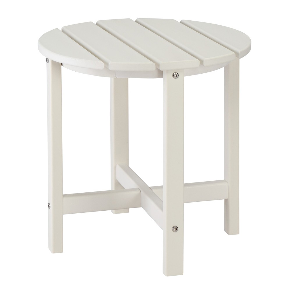 46cm Round White HDPE Side Table, Single Layer Modern Accent Table