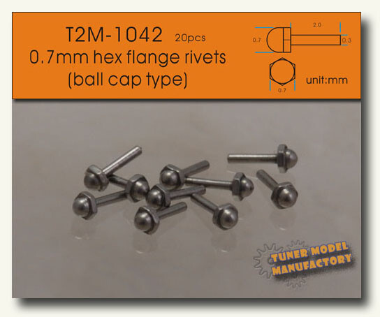 T2M 0.7mm Ball Cap Type Hex Flange Rivets (20pcs)