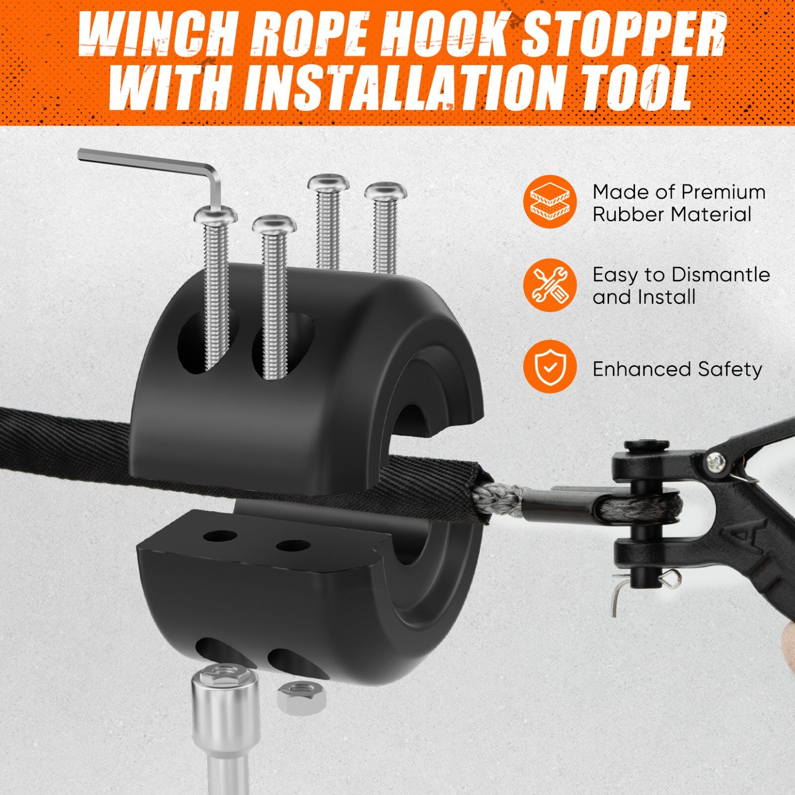 SHALL 1/4"x50 ft Synthetic Winch Rope 10,000LBS Winch Line for ATV UTV Offroad