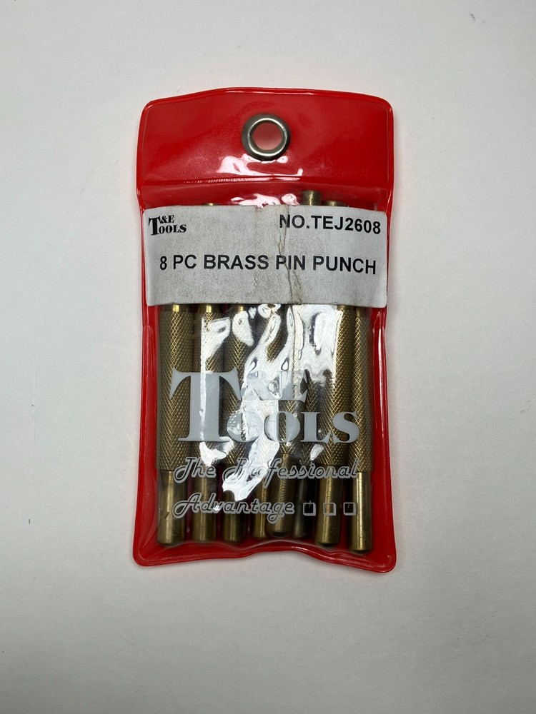 T&E Tools TEJ2608 8 Pc Brass Pin Punch Set