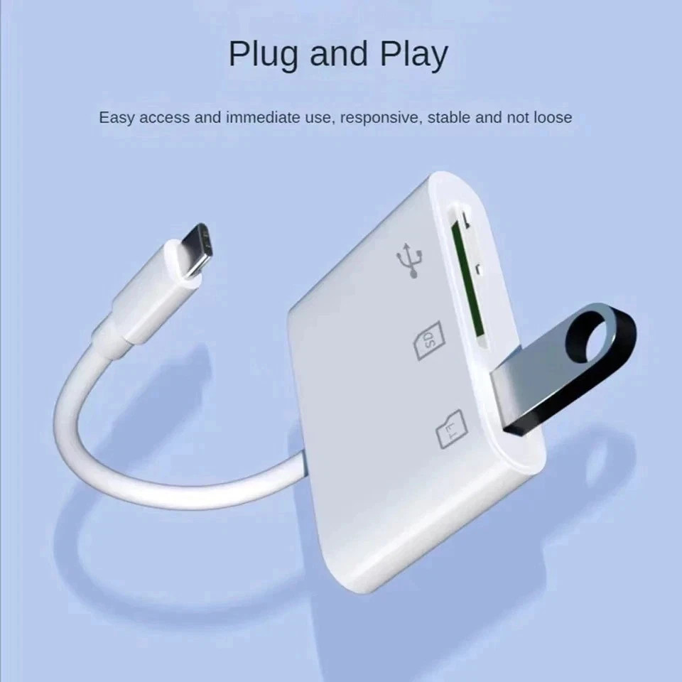 3 In 1 Adapter Type-C, Tf, Cf, Sd, Memory Card Reader, Recorder, Compact Flash U