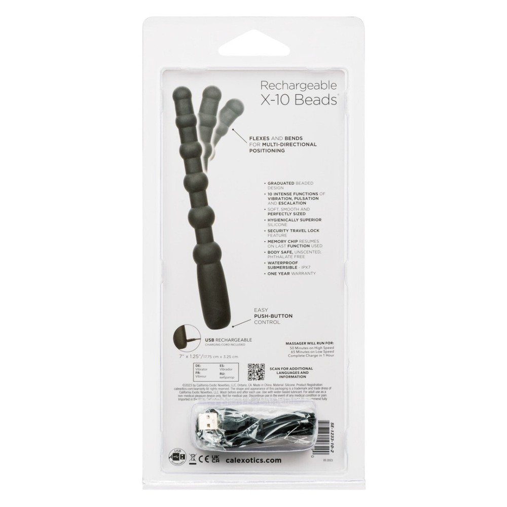 Rechargeable X-10 Beads Vibrating Anal Probe Vibrator Butt Plug Vibrator