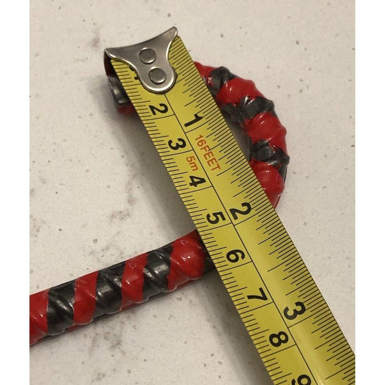 Iron Art Hand Bent Rebar Ornament Christmas Metal Candy Cane Red Striped