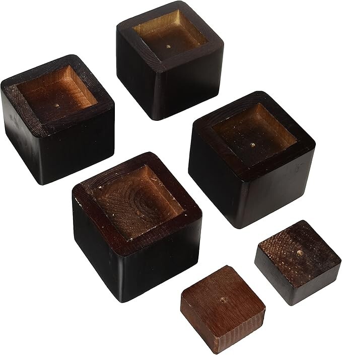 Richards Homewares 98041000 Espresso Wood Bed Lifters (Set of 4)