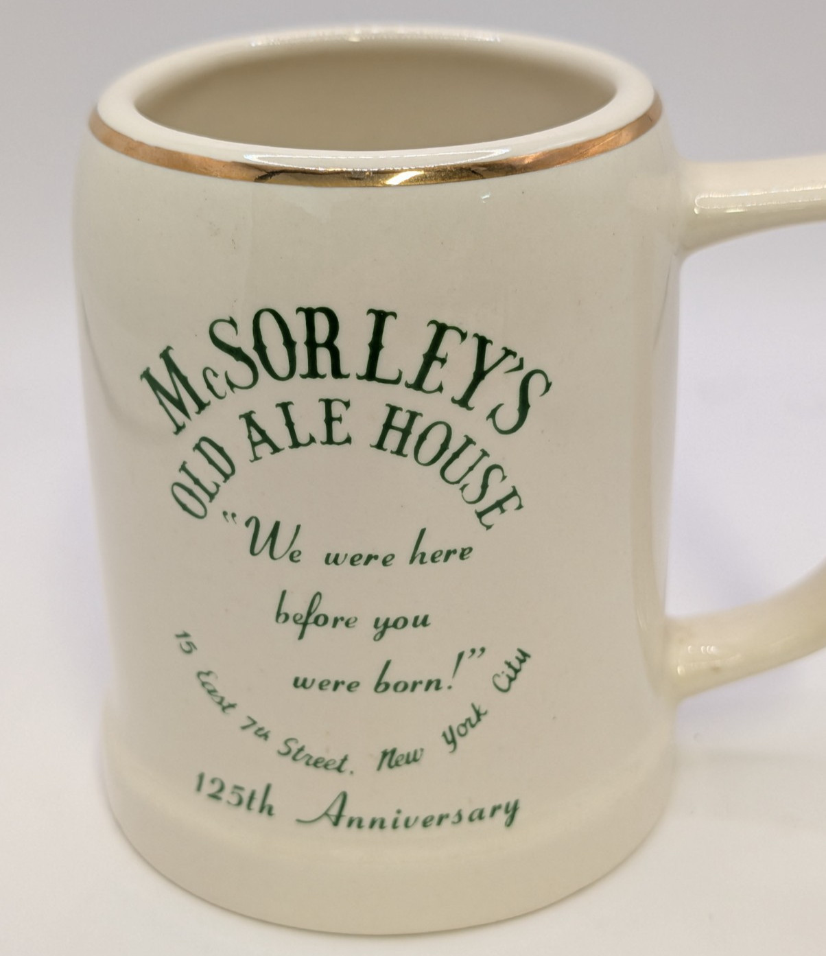 Vintage McSorleys Old Ale House NYC Beer Mug Stein 125th Anniversary