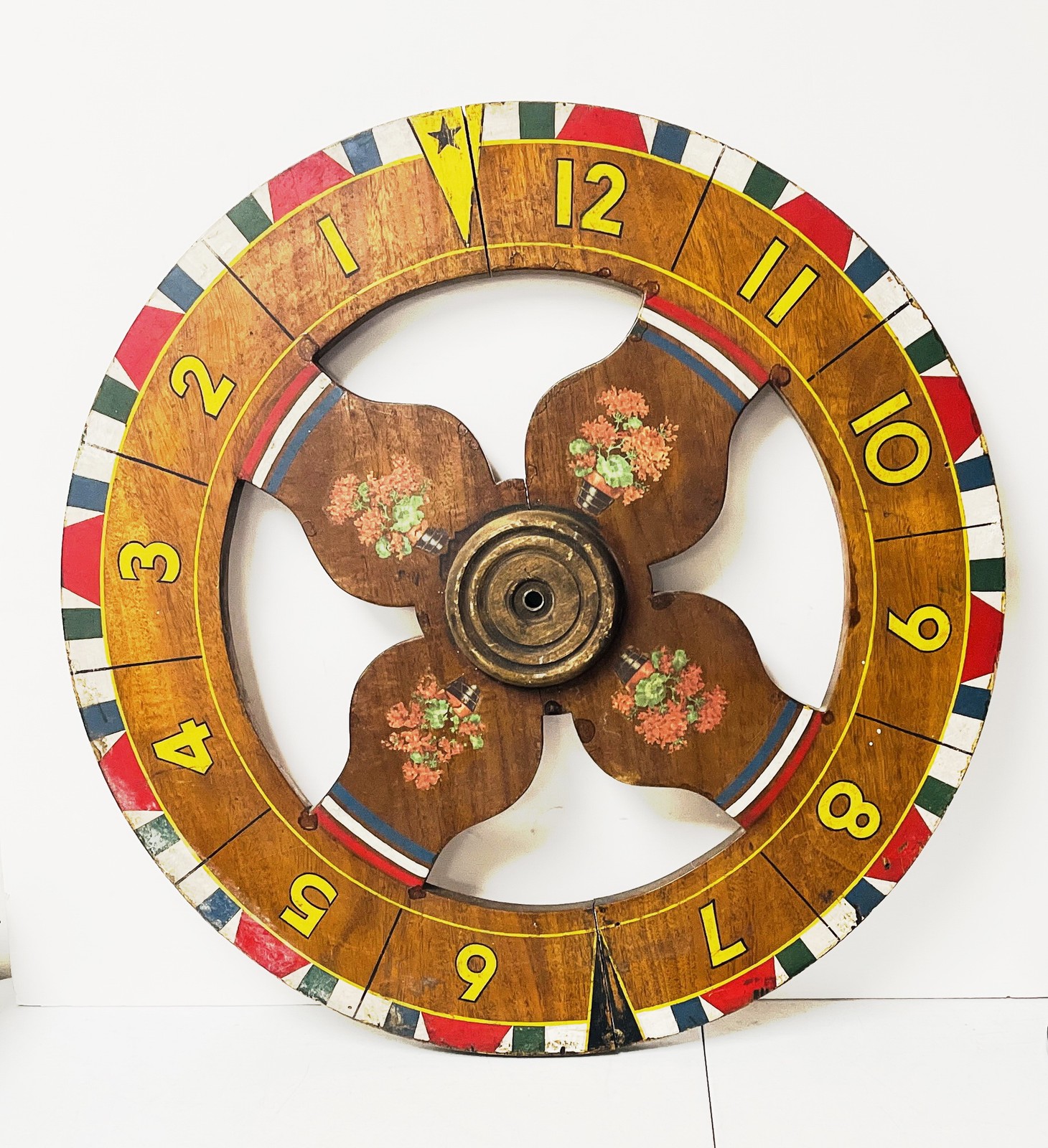 Vintage 27.5" Double Sided Wooden Carnival Spinning Gambling Game Wheel