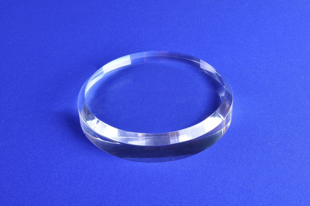 Clear Acrylic Round Beveled Display Base, 5" Diameter x 1" High
