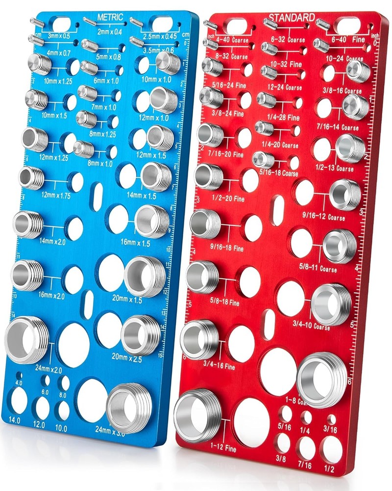62 Pcs Nut and Bolt Thread Checker - 25 Standard + 25 Metric Thread Gauges |