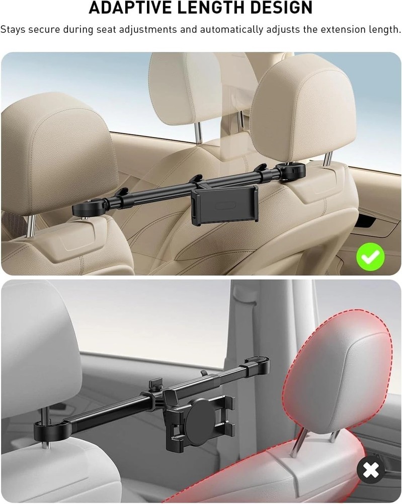Car Headrest Tablet Holder: Front & Rear Flip Mount