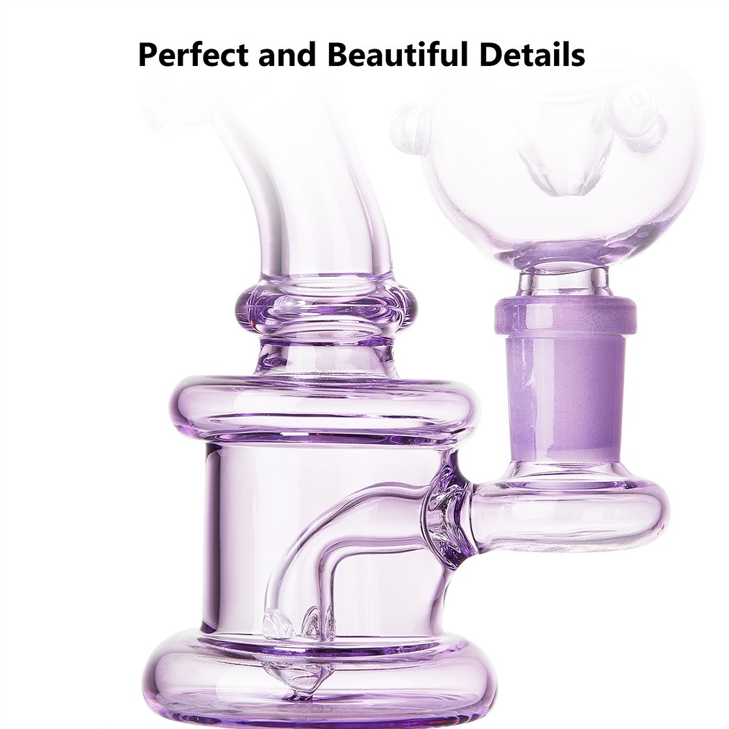 4.3" Mini Glass Bong Smoking Tobacco Glass Water Pipe with 14mm Bowl and Box