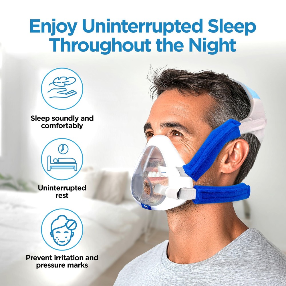 resplabs CPAP Strap Covers | Compatible with Most Universal - 4 Pack, Blue