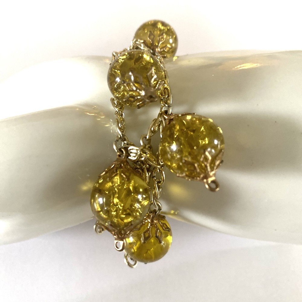 Unique Signed Germany Crackle Glass Bead Dangle Bracelet