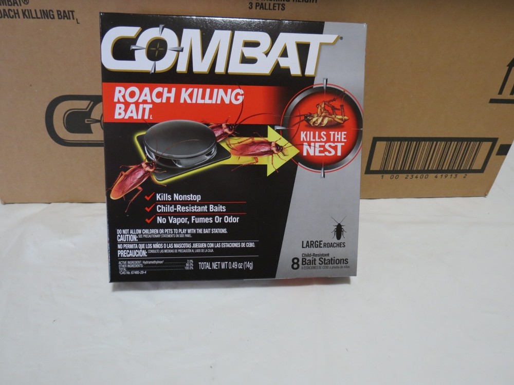 Combat Roach Killing Bait for Large Roaches, Package Includes 8 Stations 12 Pack