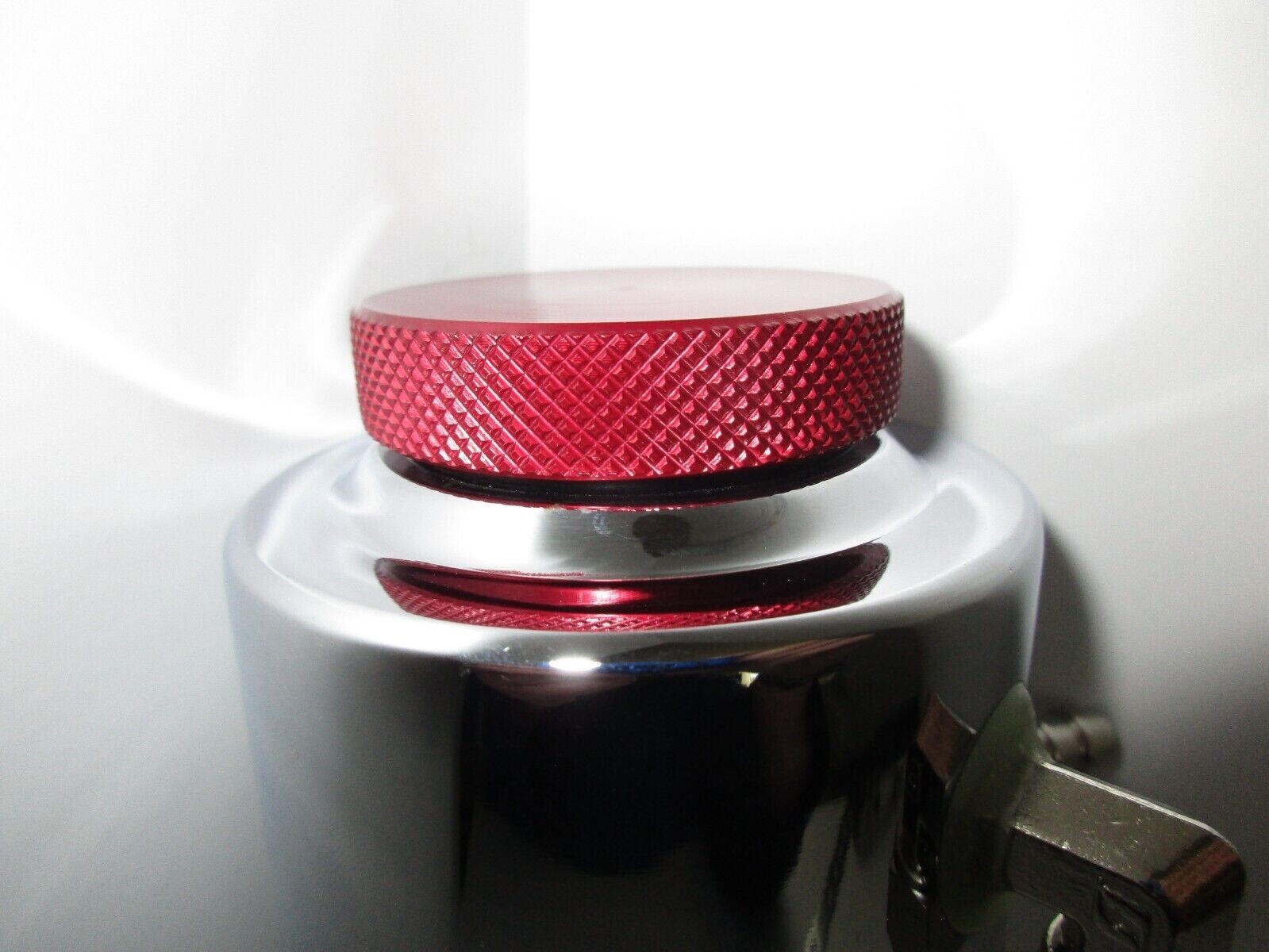 CHROMED ALUMINUM POWER STEERING OVERFLOW REMOTE RESERVOIR 12 oz. UNIVERSAL #9968