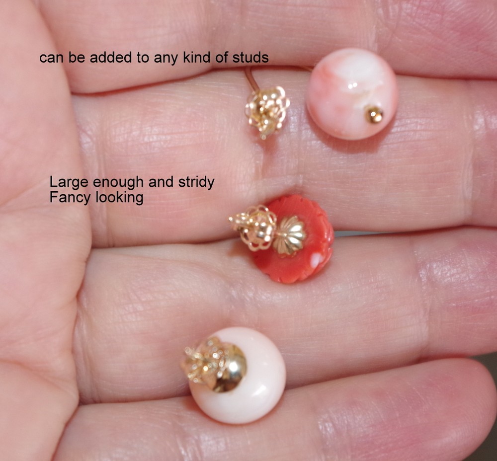 14k SOLID GOLD FANCY EARRINGS BACKS FRICTION PUSH STUD ONE PAIR FIT MOST STUDS