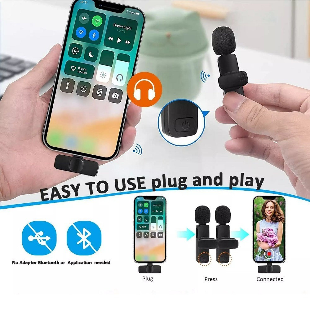 Wireless Lavalier Microphone Compatible For iPhone 11,12,13,14 Pro Max Plus Mini
