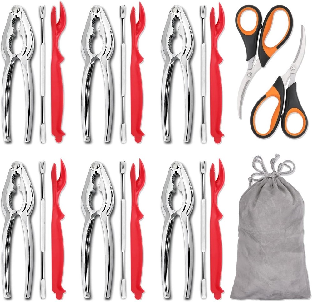 Essential 20-Piece Seafood Kit: Rustproof Crackers, Forks & Lifting Scissors