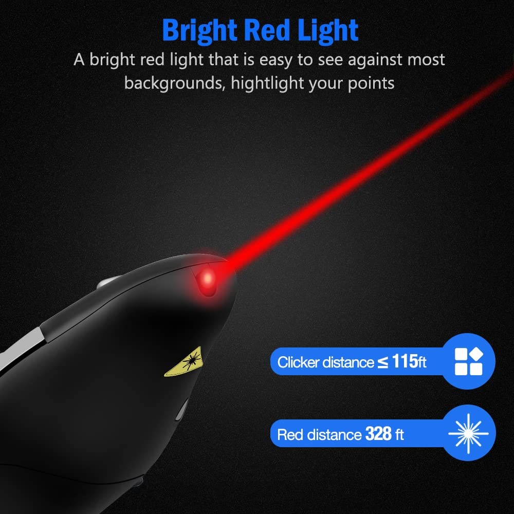Presentation Remote Clicker, USB A & USB C Wireless Presenter for PowerPoint ...