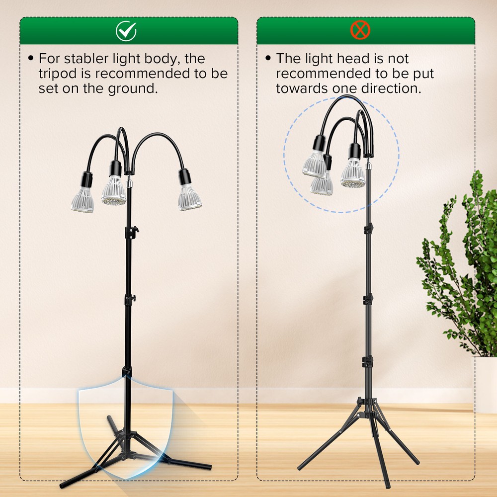 LED Grow Light with Adjustable Tripod Stand Full Spectrum with Replaceable Bulbs