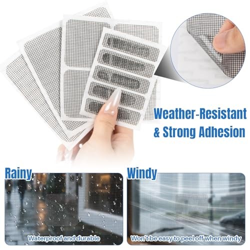 Sheets Window Screen Repair Kit - Black Self-Adhesive Screen Patch Repair 16