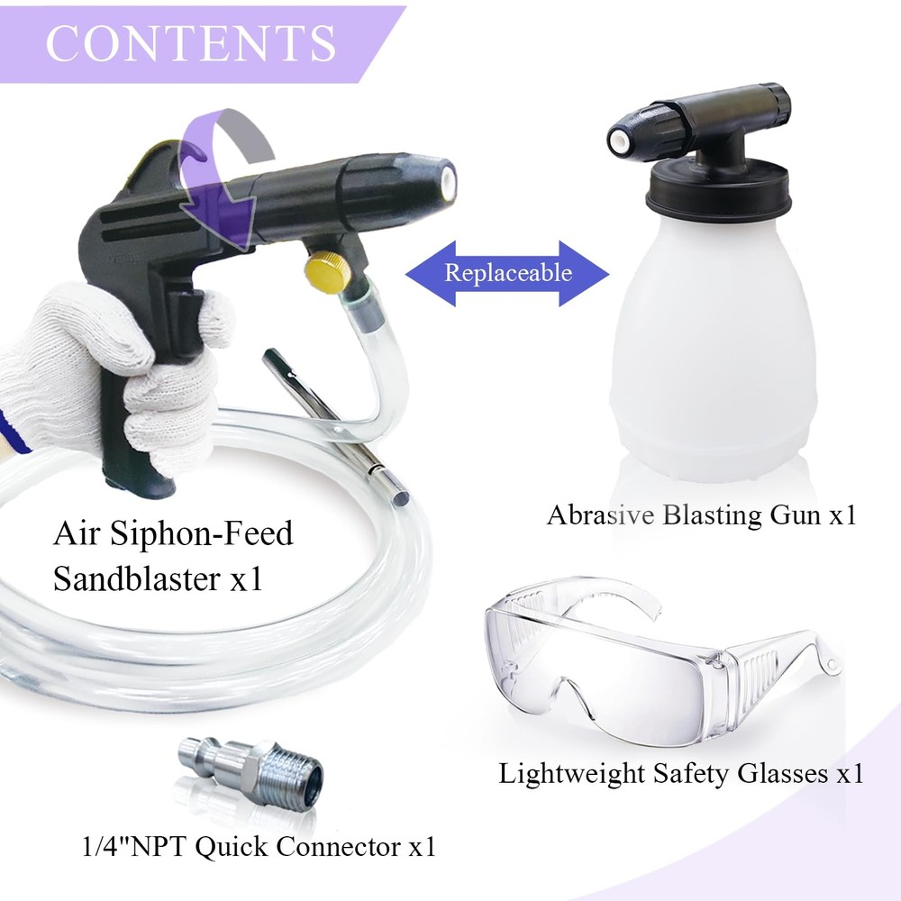 Rust - Power Sand Blaster for Compressor - Versatile Cleaning Kit for Home an...