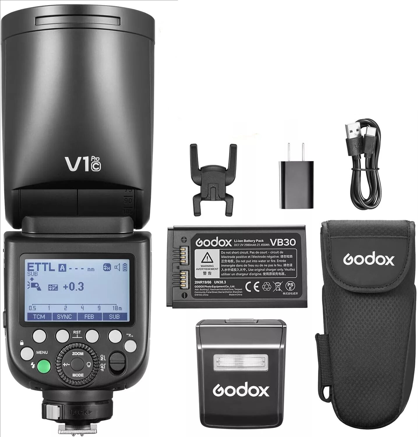 US Godox V1 Pro C V1Pro-C 2.4 TTL HSS Round Head Flash Speedlite Fr Canon Camera