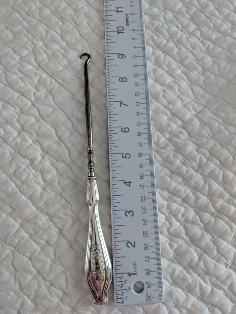 Sterling Silver Handle 9” Shoe Button HOOK